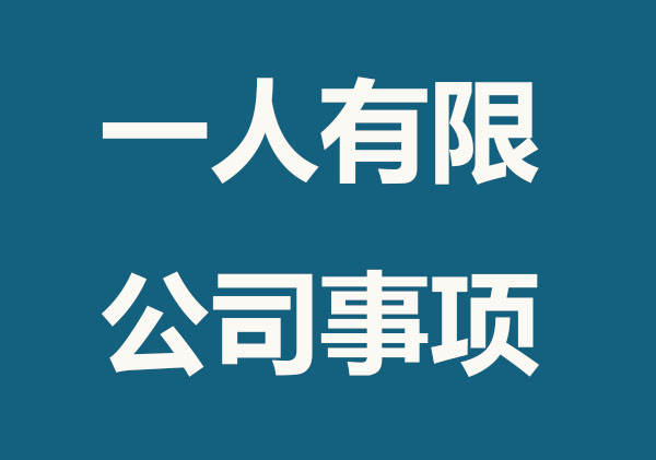 一人有限公司注册新规