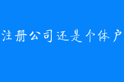 到底注册公司好？还是个体户好？