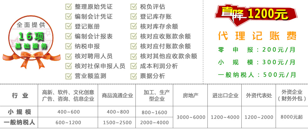 {$city}代理记账公司收费标准